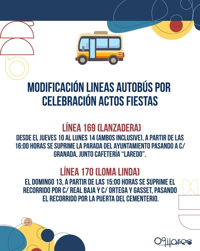 Modificación de líneas de autobús por fiestas