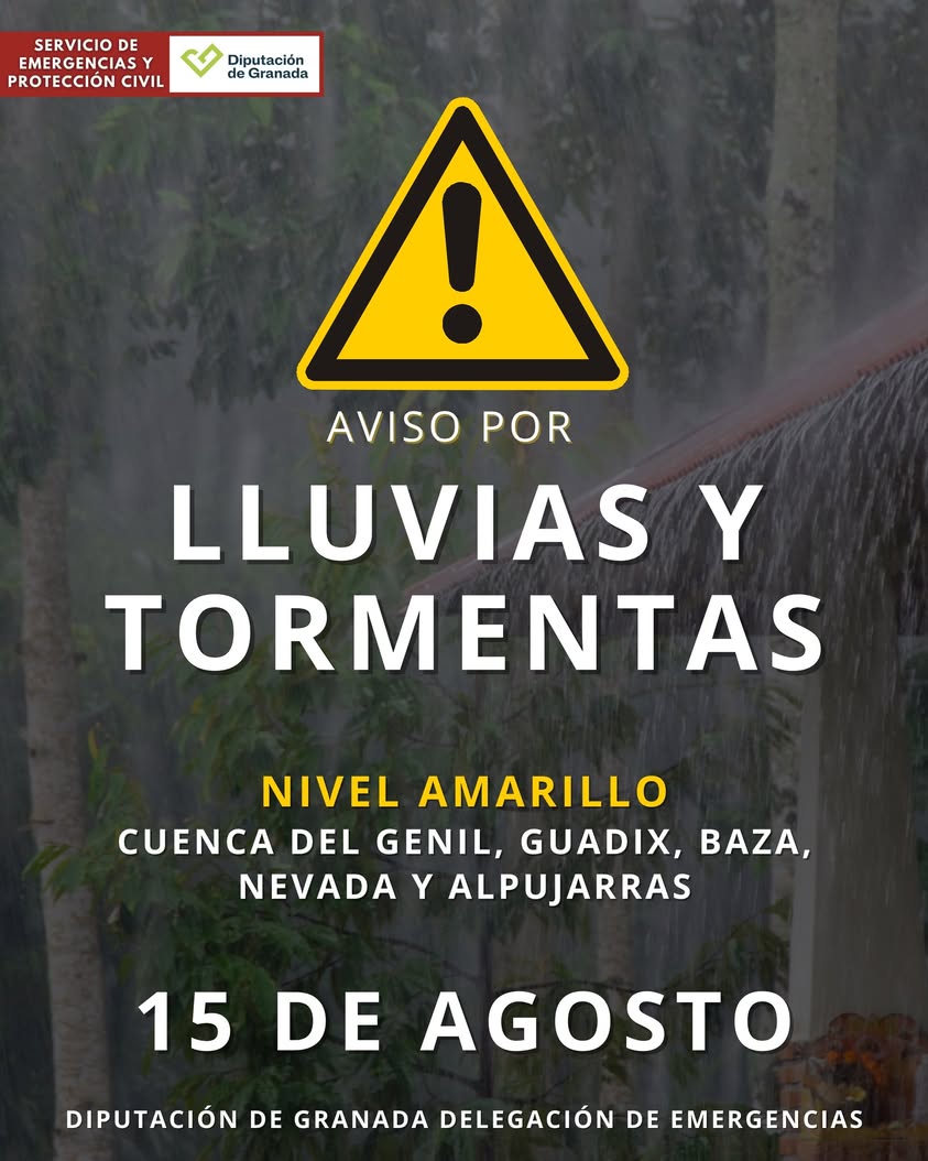 Aviso amarillo por lluvias y tormentas en Ogíjares